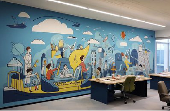 连江县办公室墙绘的特点。